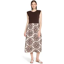 Cartoon Druckkleid A-Linie Beige 34