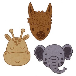 buttinette Applikationen "Zoo", Größe: 3,8–6,2 cm, Inhalt: 3 Stück