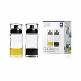 LEONARDO CUCINA Öl-/Essig-Spender 0,17 l Flasche Glas Schwarz, Transparent