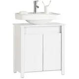 SoBuy Waschbeckenunterschrank Badschrank Waschtisch Badezimmerschrank Unterschrank Badmöbel Weiß 60 cm BZR101-W
