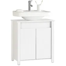 SoBuy Waschbeckenunterschrank Badschrank Waschtisch Badezimmerschrank Unterschrank Badmöbel Weiß 60 cm BZR101-W