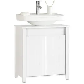 SoBuy Waschbeckenunterschrank Badschrank Waschtisch Badezimmerschrank Unterschrank Badmöbel Weiß 60 cm BZR101-W