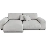 best mobilier Lisa Design Garance Ecksofa beidseitig montierbar - 4-sitzer aus Cord – Hellgrau