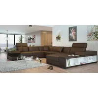 JVmoebel Ecksofa Ecksofa mit USB & LED Wohnlandschaft Sofa Polster Couch U Form Leder, Made in Europa braun