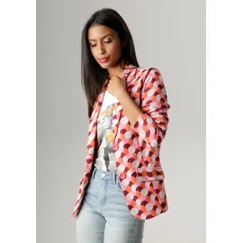 Aniston SELECTED Kurzblazer in rosa-offwhite-dunkelrot-hellorange | Gr.: 40