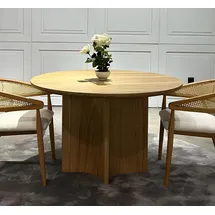 JV Möbel Runder Esstisch 120 x 75 cm braun