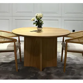 JV Möbel Runder Esstisch 120 x 75 cm braun