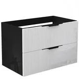 duschspa Waschtisch Unterschrank Waschtischunterschrank Waschbeckenunterschrank Badschrank, 50-120cm Hängeschrank, Matt / Hochglanz schwarz 79 cm x 52 cm x 46.3 cm