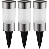 GLOBO Solarleuchte Edelstahl 6,3x23,5 cm 3er Set silber