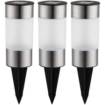 GLOBO Solarleuchte Edelstahl 6,3x23,5 cm 3er Set silber