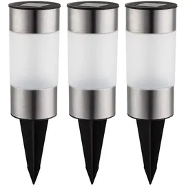 GLOBO Solarleuchte Edelstahl 6,3x23,5 cm 3er Set silber