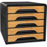 CEP Schubladenbox Smoove schwarz/Bambus 1071115301, DIN A4 mit 5 Schubladen, 1 St.