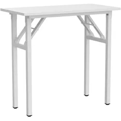 Konferenztisch, Klapptisch 80x40 cm, Schreibtisch, Robust Metallrahmen, Weiß