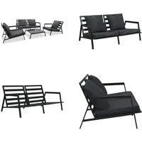 vidaXL 4 tlg. Garten Lounge Set mit Auflagen Aluminium Dunkelgrau - Gartensofa - Gartensofas - Garten Lounge - Garten Lounges - Grau