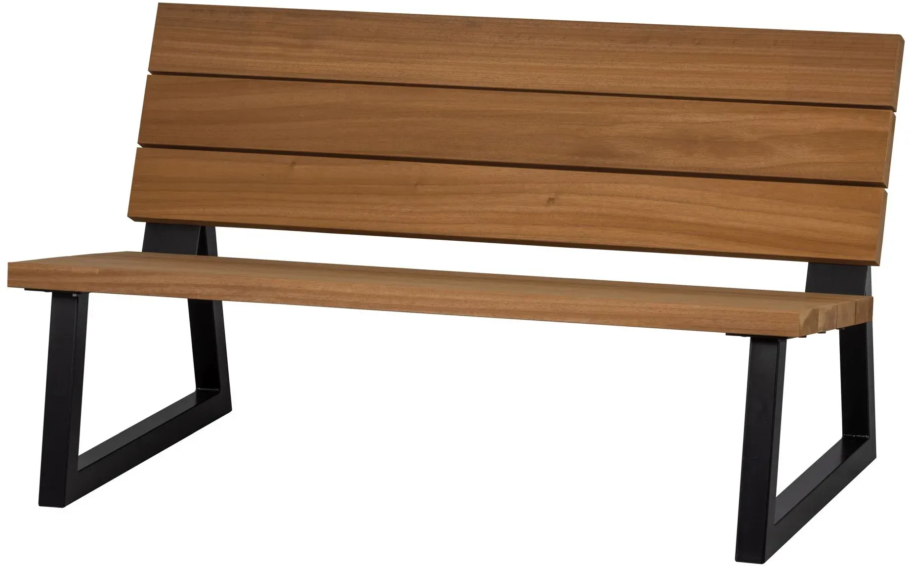 Gartenbank Ayous - Metall Schwarz, Ayous-Holz Natur