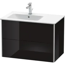 Duravit XSquare Waschtischunterschrank, 2 Schubkästen, Becken links, Schwarz Hochglanz