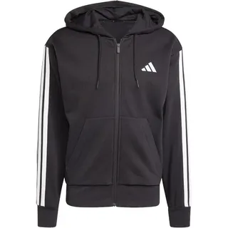 adidas Essentials 3-Streifen Fleece Reißverschlusspullover Black / White 3XL