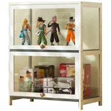 errtsdb 60x33x73cm vitrine Glas, 2 Schicht vitrinenschrank, vitrine glasvitrine stehend vitrinenschrank Wohnzimmer vitrine acryl für Schlafzimme Eckvitrine, Weiß/Von Allen Seiten transparent