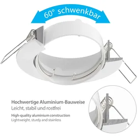 ledscom.de LED Decken-Einbaustrahler CIRC schwenkbar weiß inkl. Smart Home RGBW GU10 LED Lampe, 5,41W, 473lm