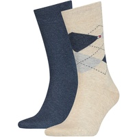 2er Pack TOMMY HILFIGER Check Socken Herren 050 - beige melange 43-46