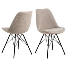 AC Design Furniture Emanuel 2er-Set in Beige, Gepolsterter Sitz und Schwarze Metallbeine, Küchenstühle modern, Polsterstühle, Esszimmermöbel, B: 48.5 x T: 54 x H: 85.5 cm