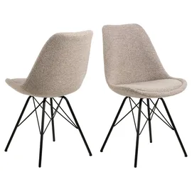 AC Design Furniture Emanuel 2er-Set in Beige, Gepolsterter Sitz und Schwarze Metallbeine, Küchenstühle modern, Polsterstühle, Esszimmermöbel, B: 48.5 x T: 54 x H: 85.5 cm