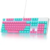 SOLIDEE Verkabelte mechanische Gaming-Tastatur in voller Größe,104 Tasten kabelgebundene Tastatur USB,RGB Hintergrundbeleuchtung&Nummernblock,NKRO mechanische Tastatur für Windows Laptop(104 Miami)