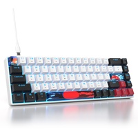 SOLIDEE mechanische Gaming Tastatur 65 Prozent,68 Tasten mit Lineare rote Schalter,kabelgebundene mechanische Tastatur mit LED-Hintergrundbeleuchtung,kompakte Tastatur,PS5/PS4/Xbox(68 Black_White)