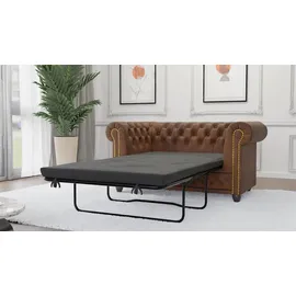 s-style möbel Chesterfield Sofa Mikrofaser 2-Sitzer Braun