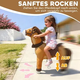 aiyaplay Reitpferd, Spielpferd zum Reiten mit Sattel Rollen, 75 cm Stehpferd Plüschpferd