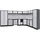 Kraftwerk 8-Element-Schrankwand mit Vierkantlochwand Länge 3819 mm 2824 mm Inox Arbeitsplatte