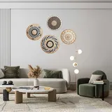 4 Stück Hängender gewebter Wandkorb Dekor – Weidenkörbe Dekor Boho – Boho Wanddekoration Kunst – afrikanische Körbe für Wand – Seegras Korb rund Boho Wanddekoration