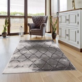 Carpet City Teppich Wohnzimmer - Skandi-Rauten Muster 200x290 cm grau Meliert - Moderne Teppiche Kurzflor,