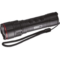 EMOS wasserdichte LED-Metall-Taschenlampe mit Handschlaufe, IP44 ultraleichte fokussierbare Handlampe mit 3 AAA, schwarz