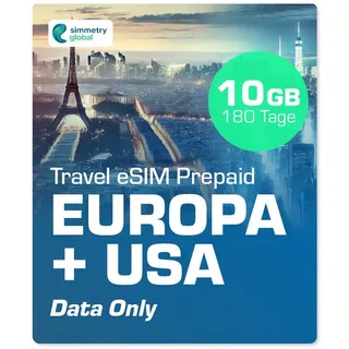 Simmetry Travel eSIM - 10 GB, Europe & US Prepaidkarte