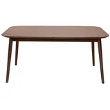 miliboo Erweiterbarer Tisch mit integrierten Verlängerungen rechteckig aus dunkelbraunem Holz B160-210 cm ANK