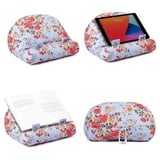 Bookchair Bookcouch Roses Blumenmotiv hellblau Lesekissen für Bücher und Tablets Buchständer Tablethalter Lesehillfe D