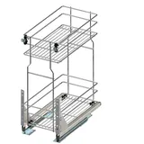 woplus - Schrankauszug Küche mit Softclose [200mm] | Auszug Küchenschrank mit 2 Etage | Unterschrankauszug Chrome | Vollauszug Bodenmontage | Küchenschrank Organizer Ausziehbar