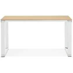 Kadima Design Schreibtisch  140x70x74 cm  Ergonomisch Kontrastreich Gerade  Beige-Weiß  Computertisch für effizientes Arbeiten  Melaminholz