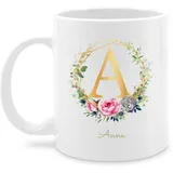 Tasse Tassen 325ml - Anfangsbuchstabe Name - Buchstabe I Namensgeschenk Namenstag Geschenke mit Namen - 325 ml - Weiß - buchstabentasse buchstaben a kaffeetassen personalized coffee mug initialen