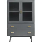 [en.casa] Vitrinenschrank Susa 120 x 80 x 40 cm Grau