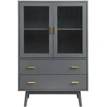 [en.casa] Vitrinenschrank Susa 120 x 80 x 40 cm Grau