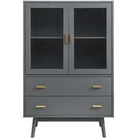 [en.casa] Vitrinenschrank Susa 120 x 80 x 40 cm Grau