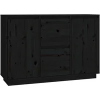 vidaXL Sideboard Schwarz 111x34x75 cm Massivholz Kiefer