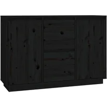 vidaXL Sideboard Schwarz 111x34x75 cm Massivholz Kiefer