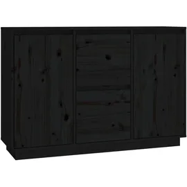 vidaXL Sideboard Schwarz 111x34x75 cm Massivholz Kiefer