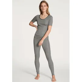 CALIDA Leggings "True Confidence", Damen, Gr. XXS (32/34), N-Gr, grau (platin melé), Feinripp, Obermaterial: 70% Wolle, 30% Seide, unifarben, normal lang, Hosen Leggings, wärmend, elastisch, Feinripp-Qualität, atmungsaktiv, weich