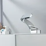 Moderner Wasserfall-Waschtischarmatur für Badezimmer, Einhebel-Mischbatterie, Badezimmer-Wasserhahn, Messing-Wasserhahn, verchromt (mit Schlauch)