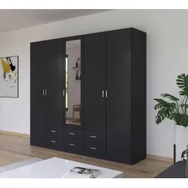 Rauch Kleiderschrank RAUCH "Schrank Garderobe Wäscheschrank GAMMA in 3 Breiten", grau (graumetallic), B:226cm H:210cm T:54cm, Holzwerkstoff, Schränke, Kleiderschrank, viel Stauraum mit 6 Schubladen, mit Spiegel TOPSELLER MADE IN GERMANY, Topseller