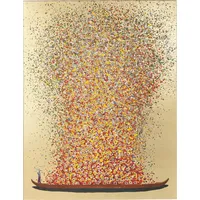 Kare Leinwandbild Flower Boat, Pink/Gold, 50x40 cm, Wandbild, Canvas, Blumen Motiv, Klein, Wohnzimmer